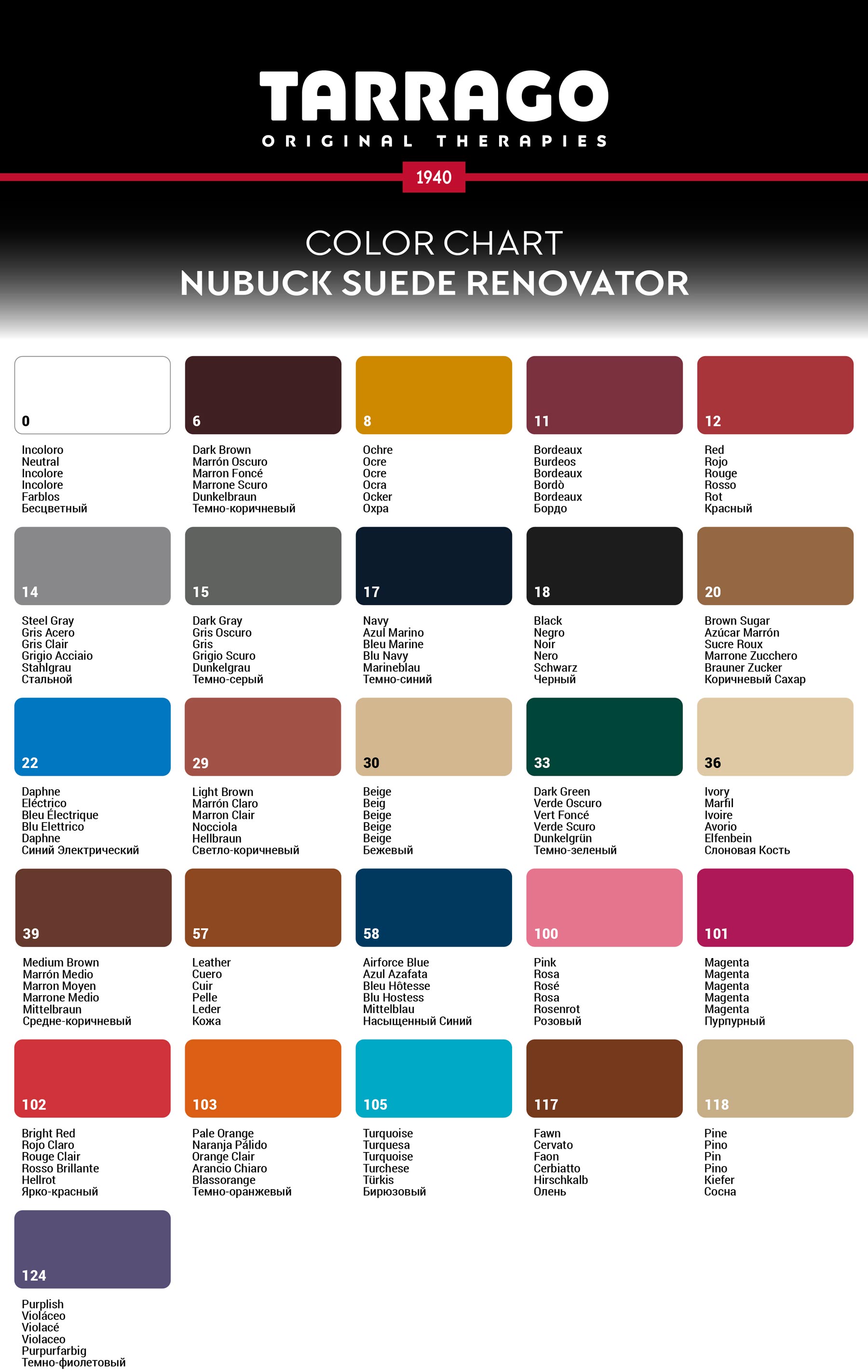 Wzornik kolorów renowator do zamszu i nubuku, farba do nubucku suede renovator renowator, karta kolorów Wzornik kolorów renowator do zamszu i nubuku, farba do nubucku suede renovator renowator, karta kolorów