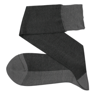 VICCEL / CELCHUK Knee Socks Diagonal Gray / Black - Cienkie podkolanówki męskie