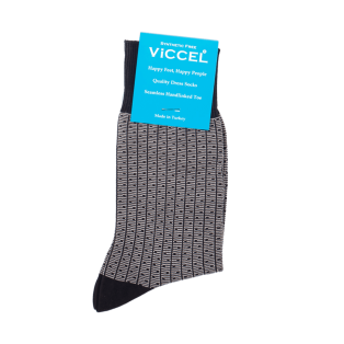 VICCEL / CELCHUK Socks Vertical Striped Black / Light Gray Dots - Dwukolorowe skarpety luksusowe